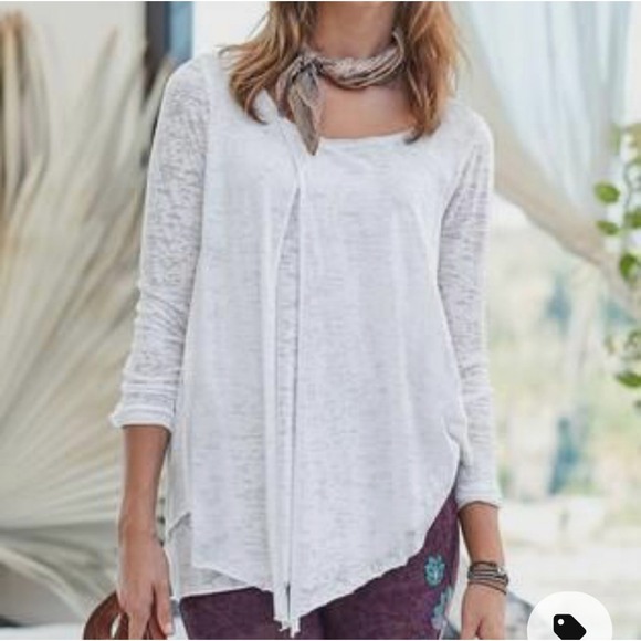 Sundance Burnout Layered Top Whitney Pullover Blue Sz Large Long Sleeve Shirt - Picture 3 of 16